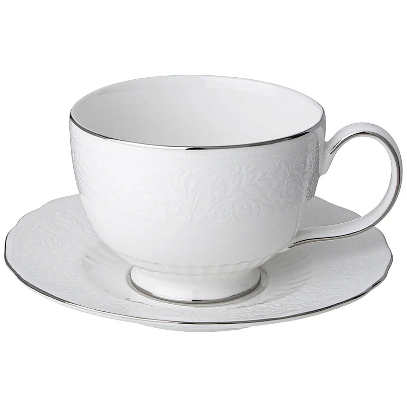 Чайная пара белого цвета из фарфора 280 мл Garden Whisper Porcelain Set Белый Чайная пара белого цвета из фарфора 280 мл Garden Whisper Porcelain Set Белый в Челябинске | Loft Concept