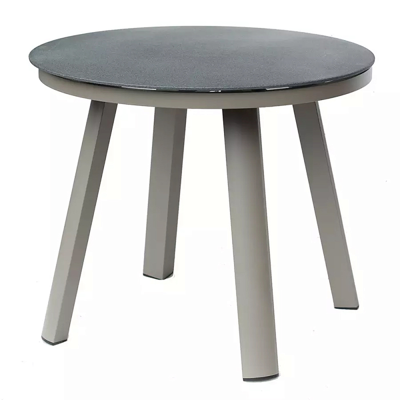 Круглый обеденный стол с стеклянной столешницей на 4-х ножках Perfectly Smooth Surface Бежевый Серый Круглый обеденный стол с стеклянной столешницей на 4-х ножках Perfectly Smooth Surface Бежевый Серый в Челябинске | Loft Concept
