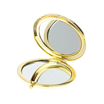 Зеркало карманное складное круглое из натурального камня Малахит с Хризоколлой в подарочной упаковке Gold Stone Mirrors варинант исполнения - 3 | Loft Concept в Челябинске