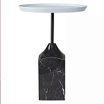 Кофейный столик с круглой столешницей и мраморным основанием Steel Reliability варинант исполнения - 1 | Loft Concept в Челябинске