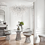 Люстра подвесная с прозрачными стеклянными подвесками в форме капель Диаметр 100 см Droplet Chandelier варинант исполнения - 21 | Loft Concept в Челябинске