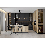 Черный матовый кухонный гарнитур с фасадом под дерево Axelle Kitchen Set варинант исполнения - 3 | Loft Concept в Челябинске