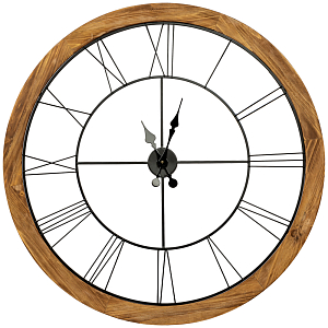 Часы настенные деревянные с римскими цифрами чёрного цвета Clock with History