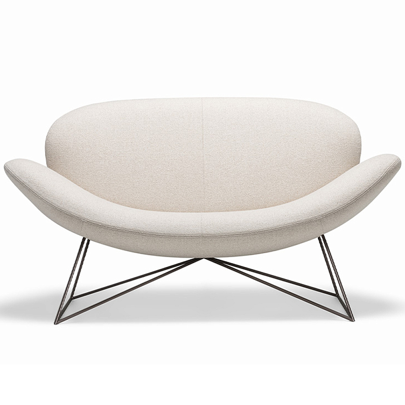 Дизайнерский двухместный диван Gio Ponti D.157.6 - DUE FOGLIE Sofa Молочный Черный Дизайнерский двухместный диван Gio Ponti D.157.6 - DUE FOGLIE Sofa Молочный Черный в Челябинске | Loft Concept