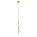 Подвесной светильник с белыми фигурными стеклянными элементами и бронзовыми вставками Высота 100 см Gabriel Scott Luna варинант исполнения - 4 | Loft Concept в Челябинске