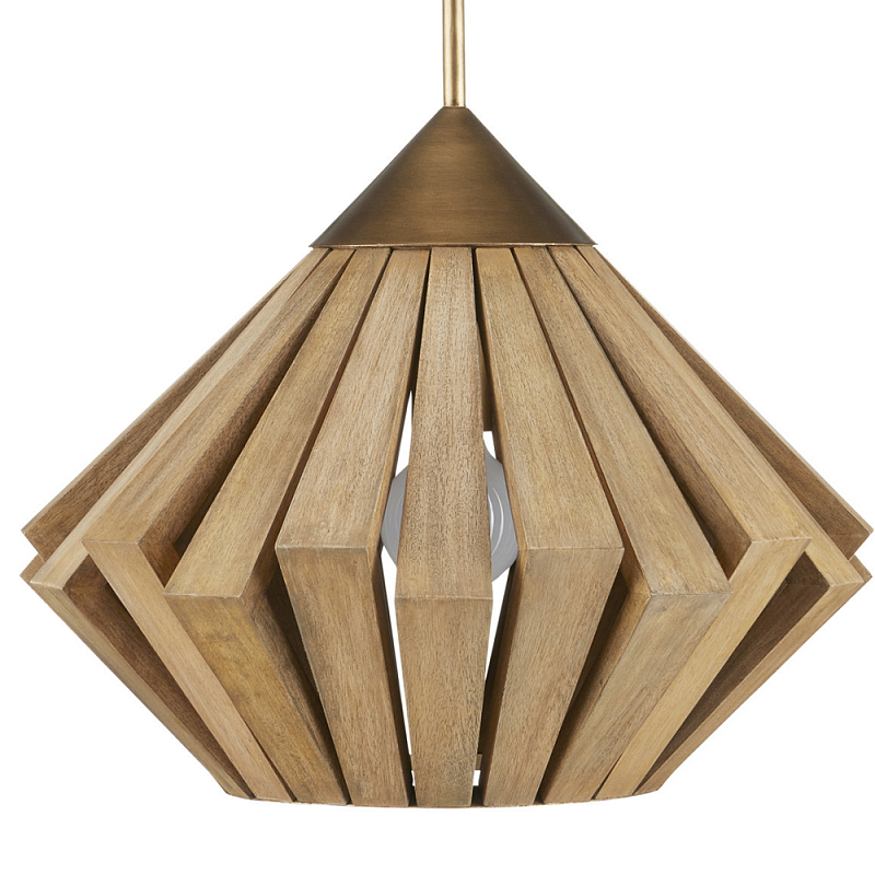 Подвесной светильник из толстых деревянных реек Wooden Slats Коричневый Латунь Подвесной светильник из толстых деревянных реек Wooden Slats Коричневый Латунь в Челябинске | Loft Concept