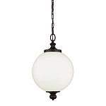 Подвесной светильник с белым стеклянным плафоном в форме шара на цепи Feiss варинант исполнения - 1 | Loft Concept в Челябинске
