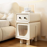 Тумбочка прикроватная с ящиком и стеклянной дверцей Робот Robot Bedside варинант исполнения - 2 | Loft Concept в Челябинске