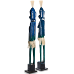 Комплект из 2-х деревянных статуэток Asmat Tall Statuettes Blue варинант исполнения - 2 | Loft Concept в Челябинске
