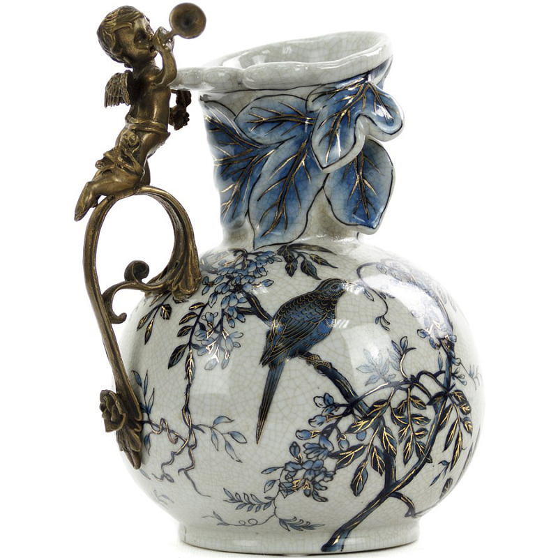 Ваза Blue and Bronze Angel Holder Белый Бронза Синий Ваза Blue and Bronze Angel Holder Белый Бронза Синий в Челябинске | Loft Concept
