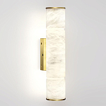 Бра с цилиндрическим плафоном из белого алебастра на прямоугольном основании Латунь Cryptocrystalline Stone варинант исполнения - 1 | Loft Concept в Челябинске