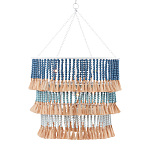 Люстра трехъярусная с декором из круглых деревянных бусин с кисточками Blue Wooden Beads Chandelier варинант исполнения - 1 | Loft Concept в Челябинске