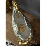 Чаша голубого цвета с оранментом и и бронзовыми фигурами леопардов Eden Garden варинант исполнения - 9 | Loft Concept в Челябинске