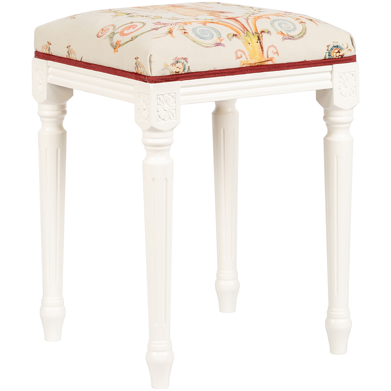 Банкетка одноместная из массива бука бежевая с растительным орнаментом Raffael Beige Floral Banquette Белый Бежевый Мульти Банкетка одноместная из массива бука бежевая с растительным орнаментом Raffael Beige Floral Banquette Белый Бежевый Мульти в Челябинске | Loft Concept