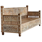 Скамья с резным декором из массива манго Grey Mango Collection Bench L варинант исполнения - 1 | Loft Concept в Челябинске