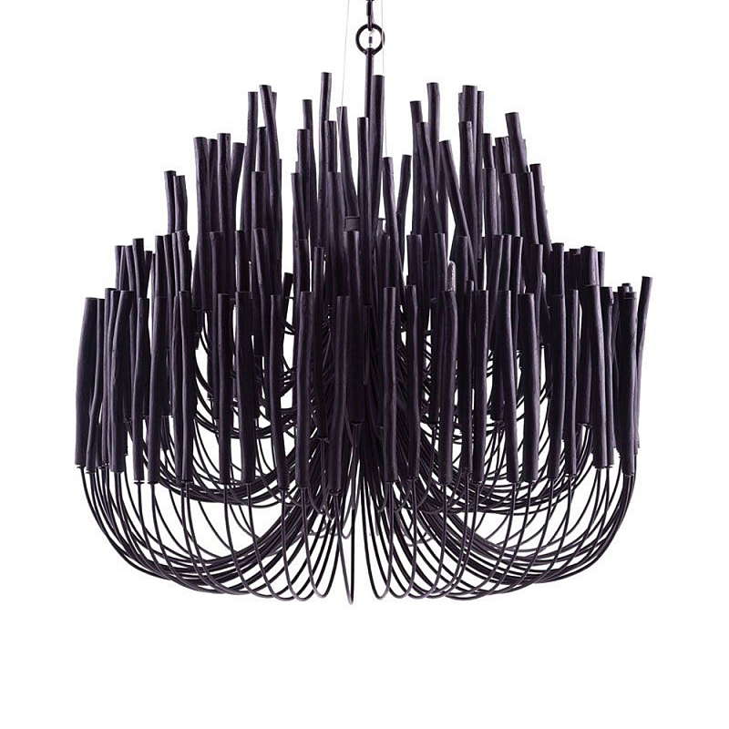 Люстра черная с несколькими ярусами деревянных палочек Bright Wooden Chandelier Черный Люстра черная с несколькими ярусами деревянных палочек Bright Wooden Chandelier Черный в Челябинске | Loft Concept