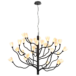 Люстра подвесная черного цвета с ветвями и белыми фарфоровыми цветами Floralis варинант исполнения - 11 | Loft Concept в Челябинске