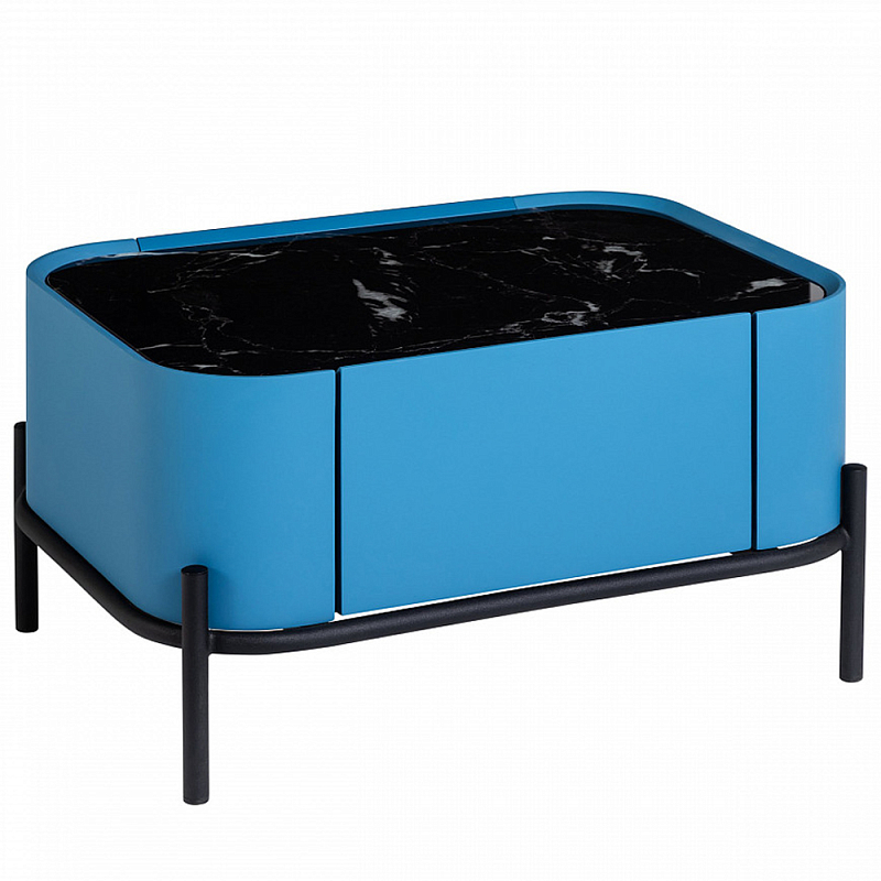 Тумба прикроватная чёрно-голубая с ящиком Blue Cabinet Голубой Черный Тумба прикроватная чёрно-голубая с ящиком Blue Cabinet Голубой Черный в Челябинске | Loft Concept