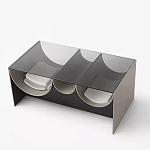 Дизайнерский журнальный стол с полукруглыми полками под столешницей Tiwoberoc варинант исполнения - 1 | Loft Concept в Челябинске