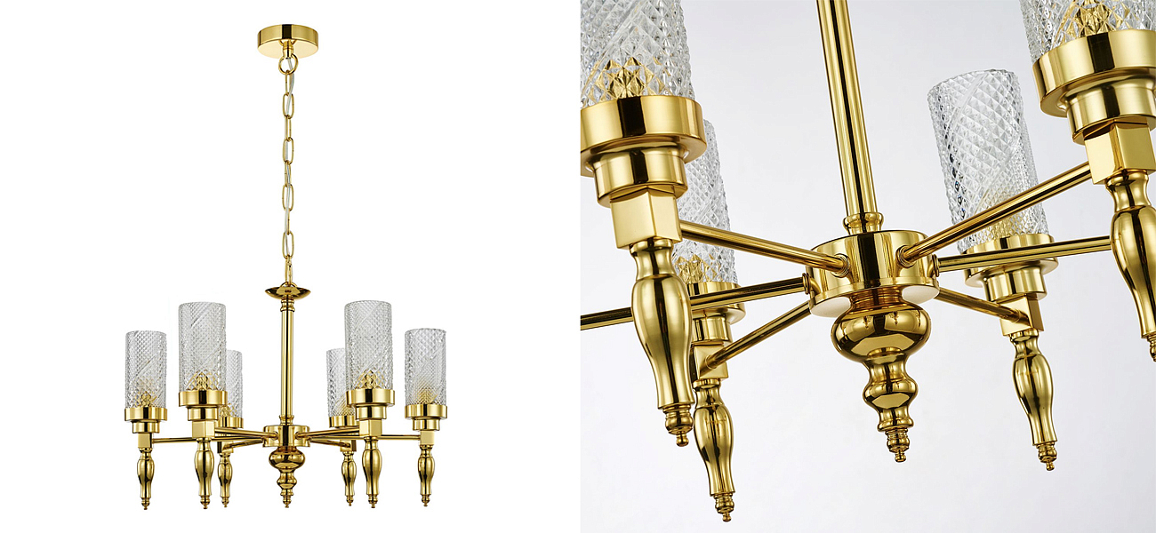 Люстра золотого цвета Balusters D55 см Люстра золотого цвета Balusters D55 см - Loft-Concept в Челябинске