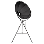 Торшер в виде прожектора с круглым тканевым абажуром на треноге черного цвета Radiance Éclat варинант исполнения - 4 | Loft Concept в Челябинске