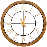 Часы настенные деревянные с римскими цифрами бронзового цвета Clock with History варинант исполнения - 1 | Loft Concept в Челябинске