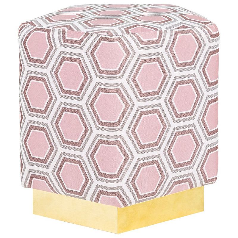 Пуф Hexagon Pink Geometry Латунь Розовый пастельный Белый в Челябинске | Loft Concept 