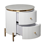 Тумбочка белая круглая с мраморной столешницей Thoroughbass варинант исполнения - 5 | Loft Concept в Челябинске