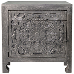 Деревянная тумба с резными ящиком и дверцей Azure Grey Wooden Nightstand варинант исполнения - 1 | Loft Concept в Челябинске