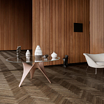 Дизайнерский круглый обеденный стол стеклянный с фигурным подстольем из цемента ARC Dining Table варинант исполнения - 2 | Loft Concept в Челябинске