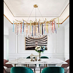 Люстра на подвесе с каркасом из металла и цветными подвесками из стекла Droplet Chandelier варинант исполнения - 4 | Loft Concept в Челябинске