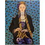 Панно ручная вышивка бисером Портрет девушки в голубых тонах варинант исполнения - 1 | Loft Concept в Челябинске