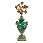 Подсвечник из фарфора с бронзовыми цветочными элементами Malachite Candlestick варинант исполнения - 1 | Loft Concept в Челябинске
