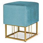 Пуф квадратный голубой велюр на золотом металлическом основании Celeste Blue варинант исполнения - 1 | Loft Concept в Челябинске