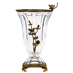 Ваза из прозрачного стекла с бронзовой вставкой в виде цветущей ветви Eden Garden porcelain and bronze варинант исполнения - 1 | Loft Concept в Челябинске