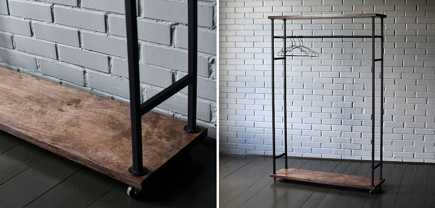 Рейл Lowery Brown Industrial Metal Rust Clothes Rail Рейл Lowery Brown Industrial Metal Rust Clothes Rail - Loft-Concept в Челябинске
