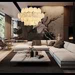 Люстра четырехъярусная с подвесками в форме дисков Cryptocrystalline Stone варинант исполнения - 5 | Loft Concept в Челябинске