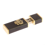 Флешка на 16 гб с декоративной металлической вставкой Герба РФ из натурального камня Обсидиан Черный Stone Flash Drive варинант исполнения - 3 | Loft Concept в Челябинске