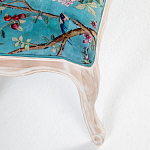 Банкетка из массива бука с цветочным принтом Turquoise Beige Chinoiserie Garden Banquette варинант исполнения - 3 | Loft Concept в Челябинске