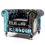 Кресло "Баския и Уорхол" Basquiat Warhol graffiti chair натуральная кожа варинант исполнения - 10 | Loft Concept в Челябинске