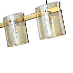 Подвесной светильник светодиодный с 5-ю цилиндрическими плафонами коньячного цвета из стекла и стали Andrea Сhandelier Сognac варинант исполнения - 1 | Loft Concept в Челябинске