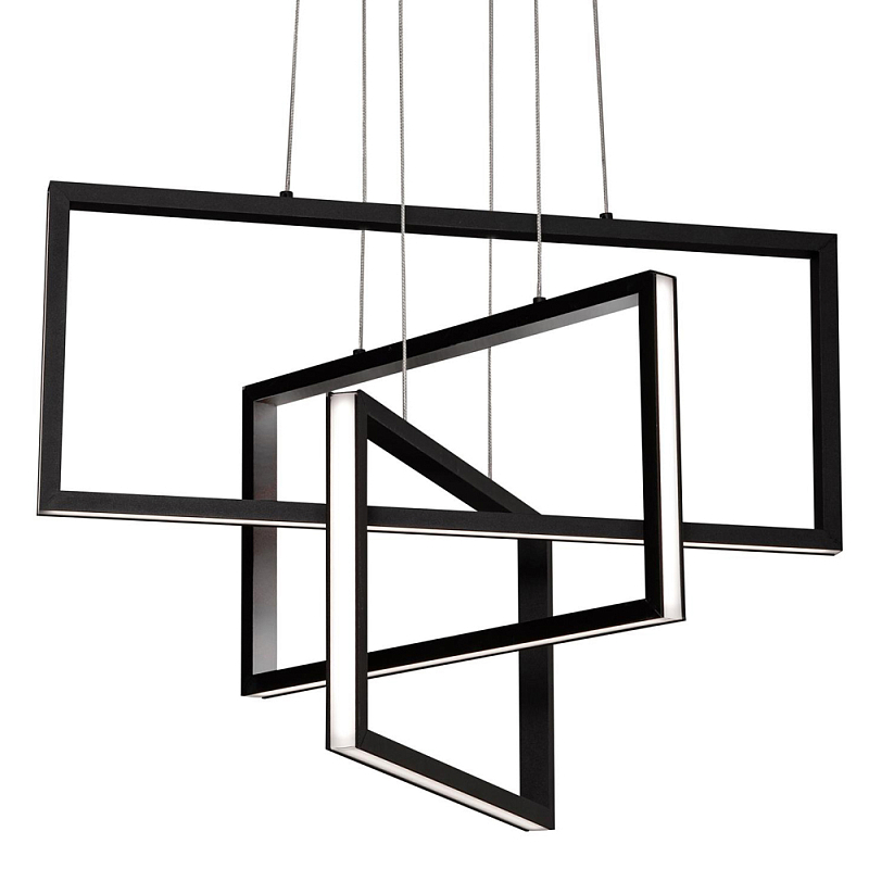 Люстра светодиодная прямоугольная LED Chandelier Rectangular Черный Белый Люстра светодиодная прямоугольная LED Chandelier Rectangular Черный Белый в Челябинске | Loft Concept