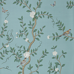 Обои ручная роспись Gustavian Garden Special Colourway on Duck Egg dyed silk варинант исполнения - 2 | Loft Concept в Челябинске