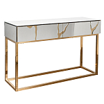 Консоль с ящиками зеркальная с золотым декором Gold Painted Mirror Console варинант исполнения - 1 | Loft Concept в Челябинске