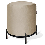 Банкетка круглая бежевый велюр на 4-х металлических ножках черного цвета SANJAY варинант исполнения - 1 | Loft Concept в Челябинске