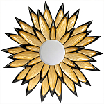 Зеркало-солнце в раме золотого и черного цвета Rays of Peace варинант исполнения - 1 | Loft Concept в Челябинске