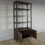 Стеллаж со стеклянными полками Elsa Dreams Walnut варинант исполнения - 3 | Loft Concept в Челябинске