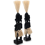 Комплект из 2-х деревянных статуэток Asmat Straw Headdress Statuettes Black варинант исполнения - 2 | Loft Concept в Челябинске