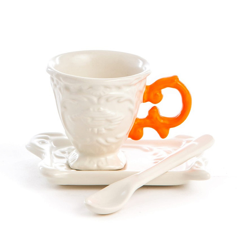 Кофейная пара Seletti I-Coffee Orange Белый Оранжевый Кофейная пара Seletti I-Coffee Orange Белый Оранжевый в Челябинске | Loft Concept