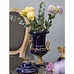 Ваза темно-синего цвета из фарфора с бронзовыми ручками в виде змей Высота 39 см Eden Garden porcelain and bronze варинант исполнения - 1 | Loft Concept в Челябинске